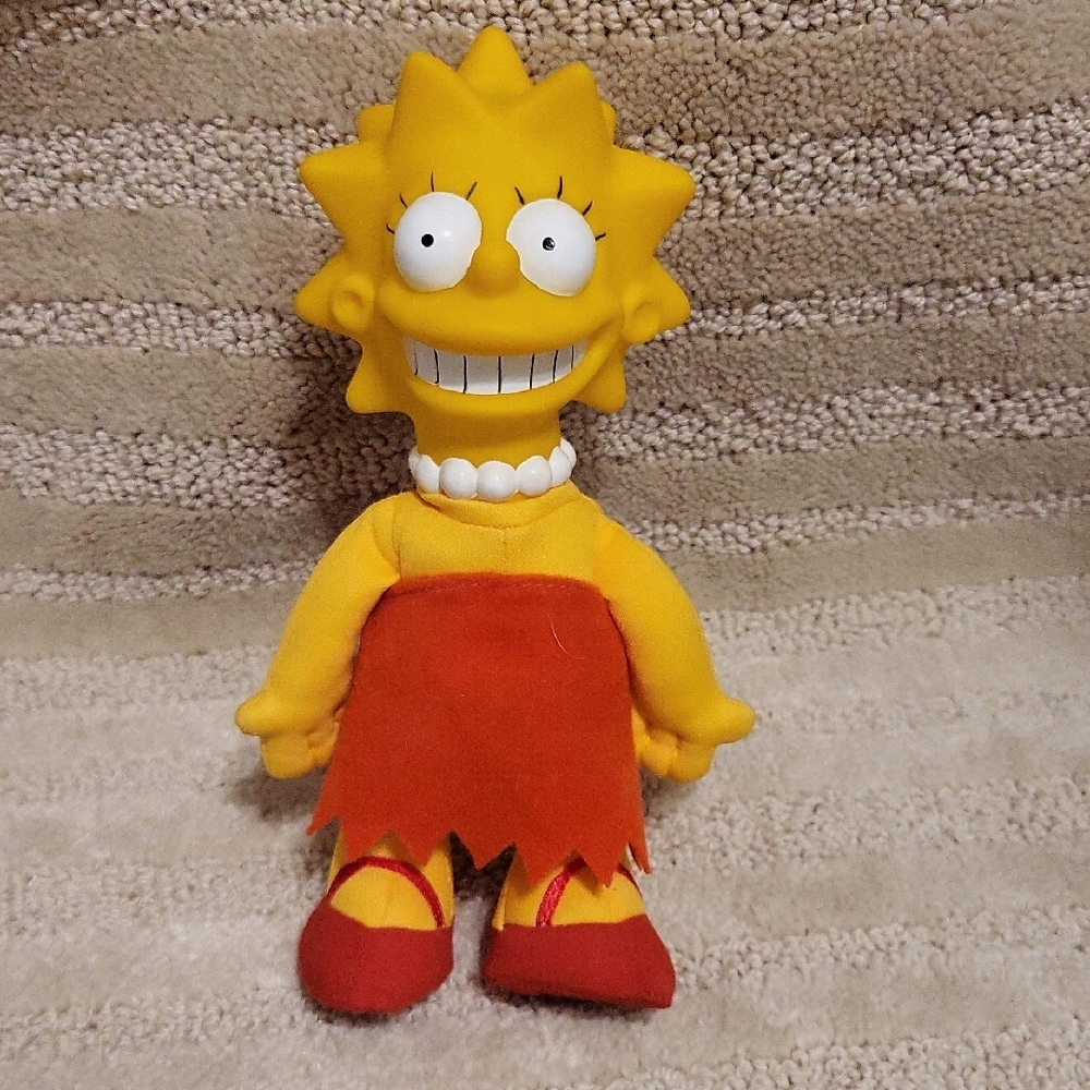 Lisa Simpson Yellow and Red Plush Doll Vintage 1990